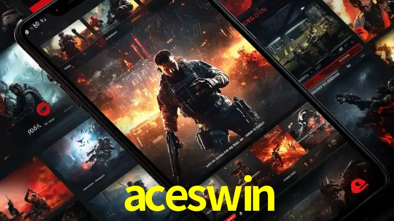 Tela de um celular exibindo uma galeria de jogos de tiro com temática militar, mostrando a variedade de e-sports disponíveis para apostas na plataforma de entretenimento aceswin.