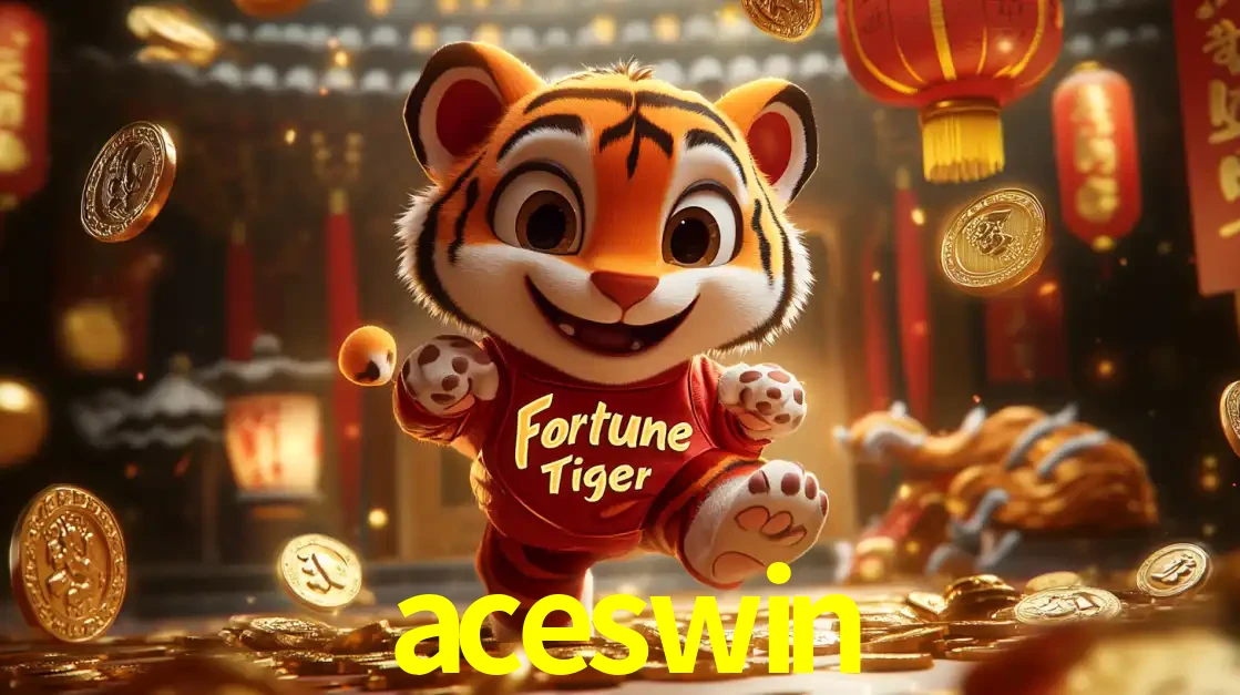 O alegre personagem do Fortune Tiger correndo sobre um caminho de moedas de ouro, simbolizando os grandes prêmios e a diversão do popular jogo de slot do aceswin.
