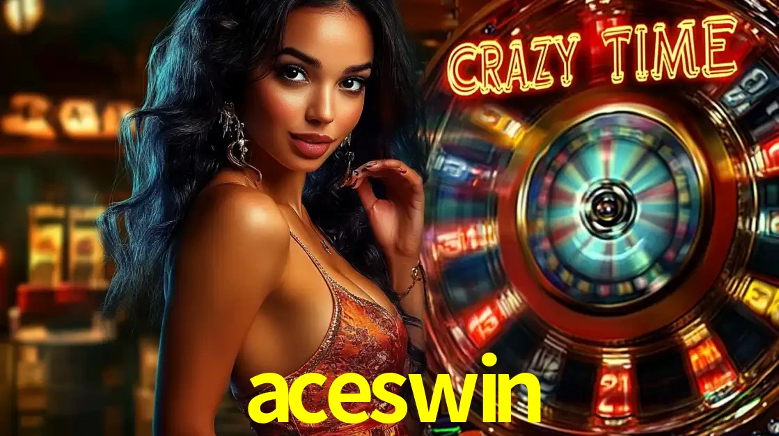 Mulher elegante ao lado da vibrante roda da fortuna do jogo de cassino ao vivo Crazy Time, um dos game shows mais populares e cheios de prêmios do aceswin.